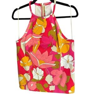 Trina Turk Floral Halter Top in Pink and Yellow